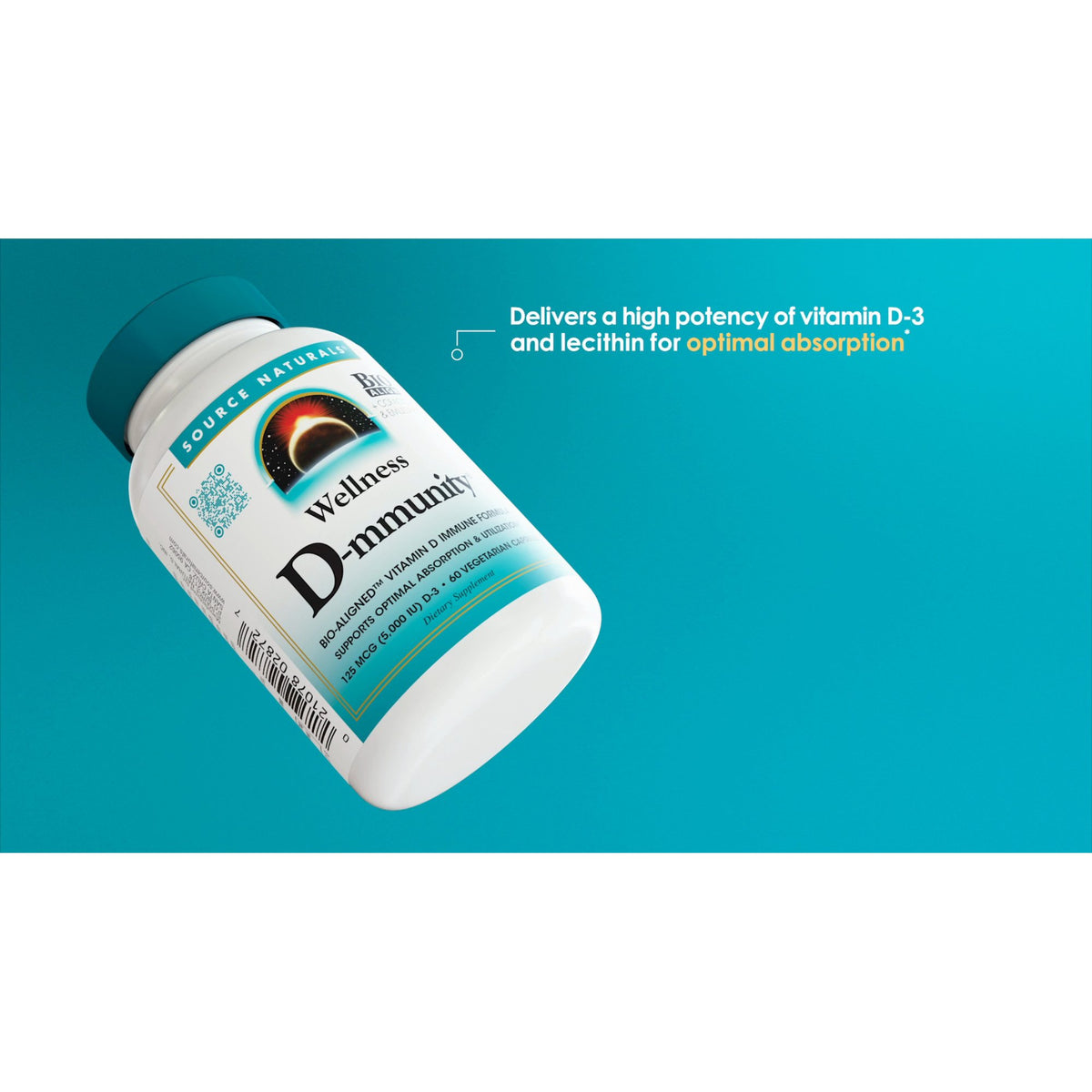 Source Naturals Wellness D-mmunity Vitamin D Immune Formula, 60 Vegetarian Capsules EXP 9/26