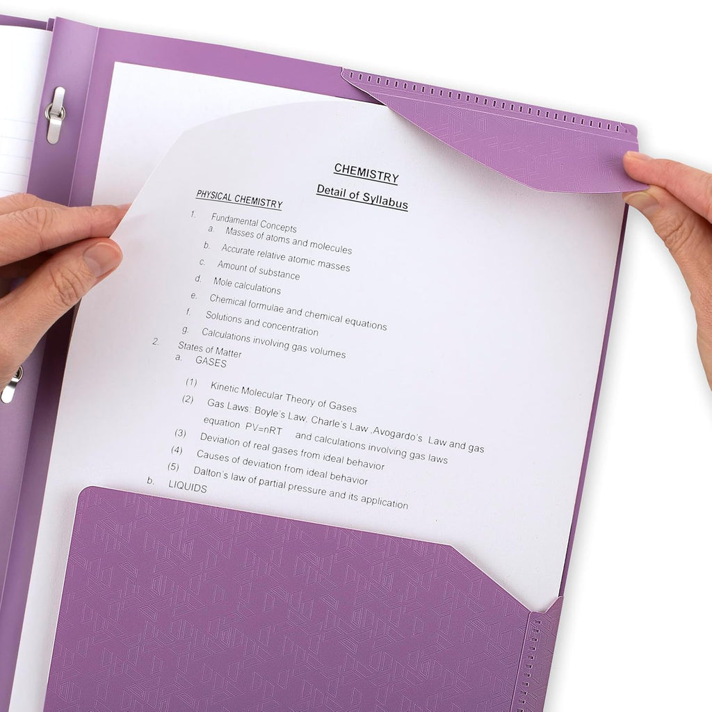 Five Star 2-Pocket Folder, Plastic Folder with Stay-Put Tabs and Prong Fasteners, Holds 11"X9" Paper, Amethyst Purple (38750)