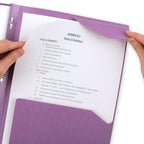 Five Star 2-Pocket Folder, Plastic Folder with Stay-Put Tabs and Prong Fasteners, Holds 11"X9" Paper, Amethyst Purple (38750)
