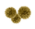 Elegant Gold Fluffy Hanging Paper Decorations - 16", 3 Pieces - Great For Party & Event Decor