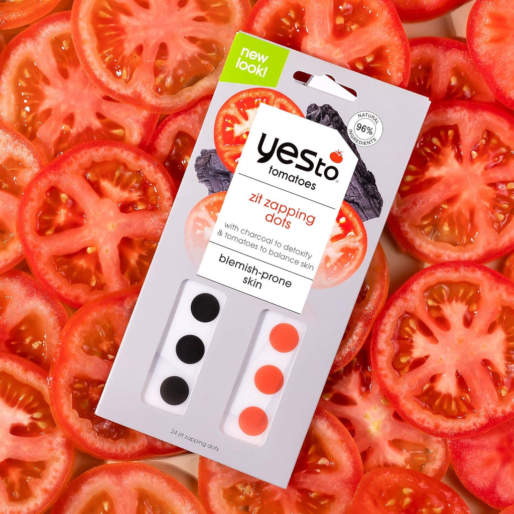 Yes To Tomatoes Detoxifying Charcoal Zit Zapping Dots | 24 Zit Patches | Paraben & Cruelty-Free | Pimple Patches for Blemish Prone Skin (package may be different)