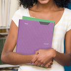 Five Star 2-Pocket Folder, Plastic Folder with Stay-Put Tabs and Prong Fasteners, Holds 11"X9" Paper, Amethyst Purple (38750)