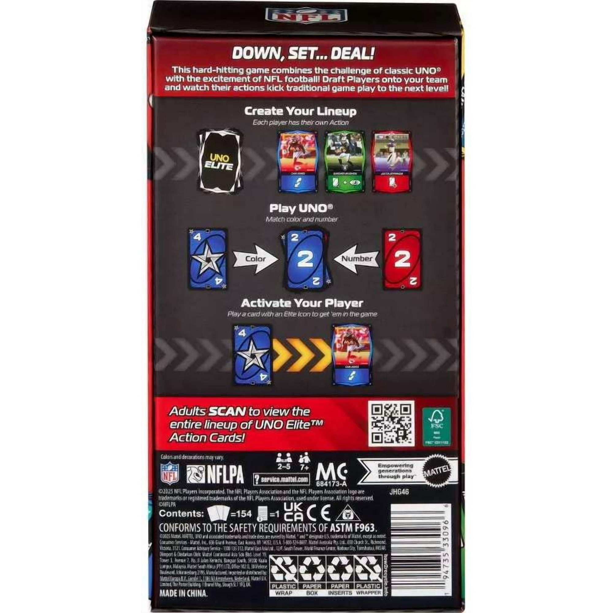Mattel MTTJHG46 UNO Elite NFL Starter Pack 2025 Card Game
