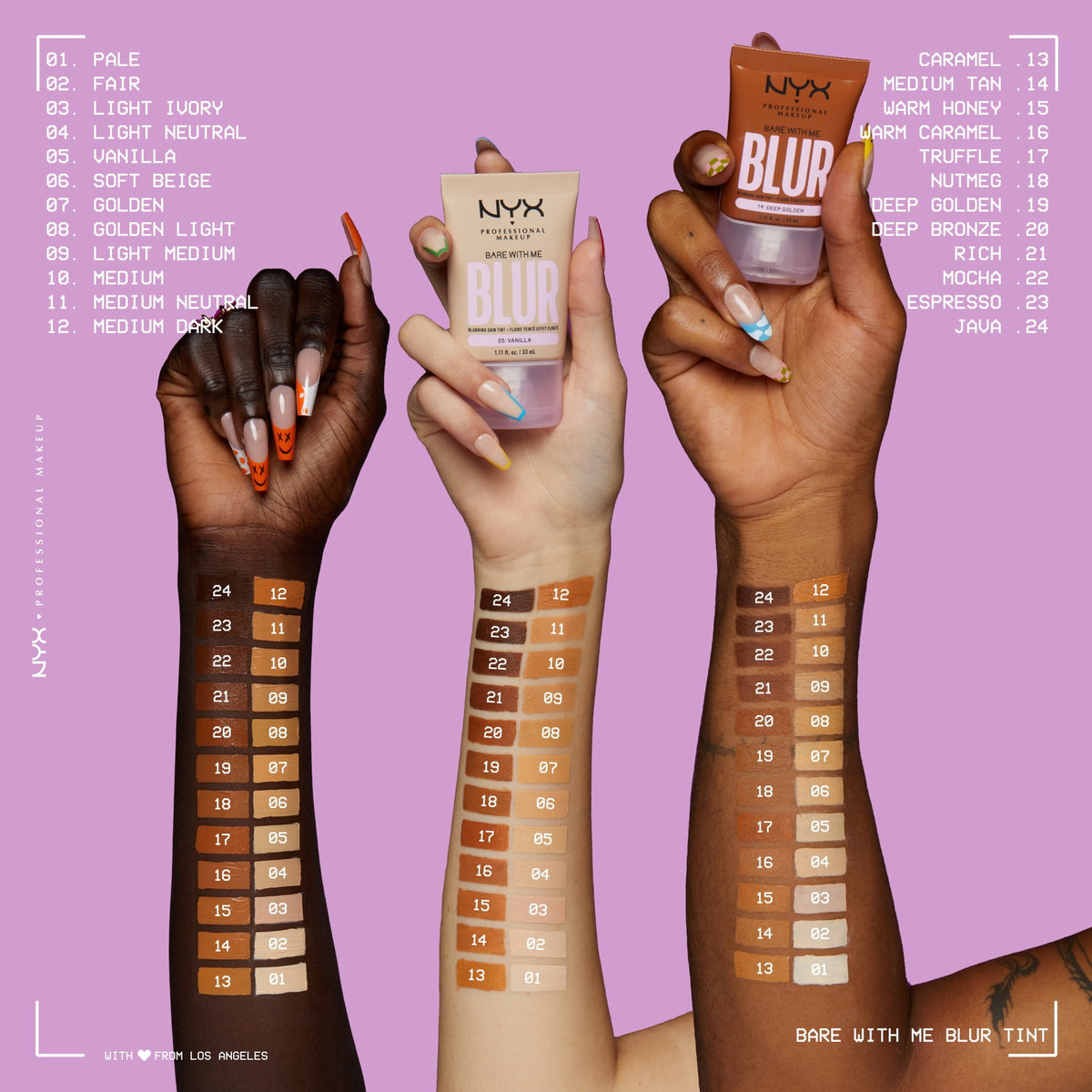 NYX Professional Makeup Bare with Me Blur Skin Tint Foundation, Medium Coverage, Mocha