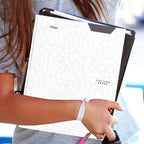Five Star 2-Pocket Folder, Plastic Folder with Stay-Put Tabs and Prong Fasteners, Holds 8-1/2" x 11" Paper, White (72494)