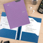 Five Star 2-Pocket Folder, Plastic Folder with Stay-Put Tabs and Prong Fasteners, Holds 11"X9" Paper, Amethyst Purple (38750)