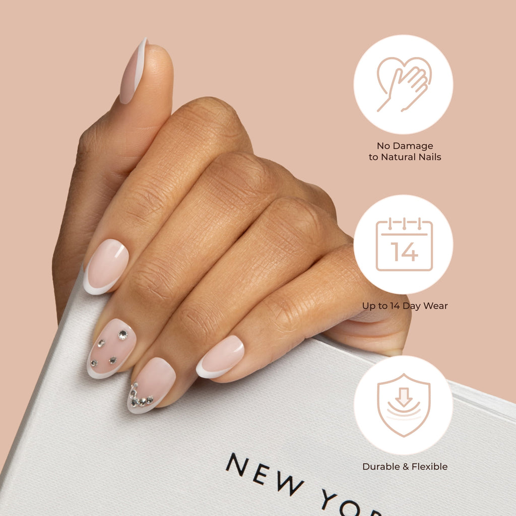 KISS Classy Premium Press on Nails, Stunning!, Pink, Long Square, 30 Count