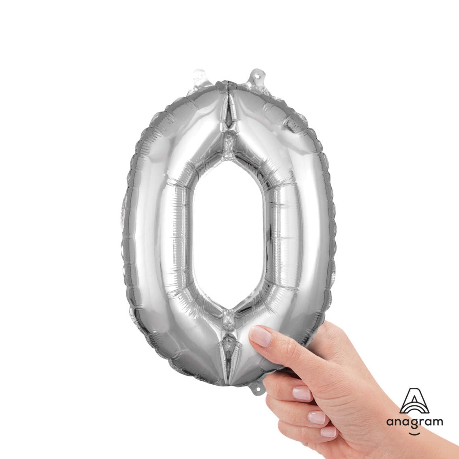 Anagram 16 in. Number 0 Silver Shape Air Fill Foil Balloon