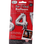 Anagram 16 in. Number 4 Silver Shape Air Fill Foil Balloon