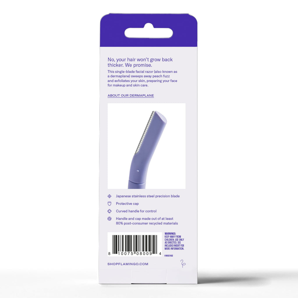 Flamingo Disposable Dermaplane Facial Razors for Women, 3 Count