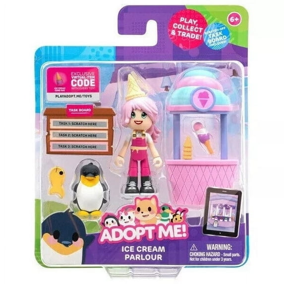Jazwares Adopt Me; Ice Cream Parlour 5 Piece Play-Set w/ Task Board & Virt. Code
