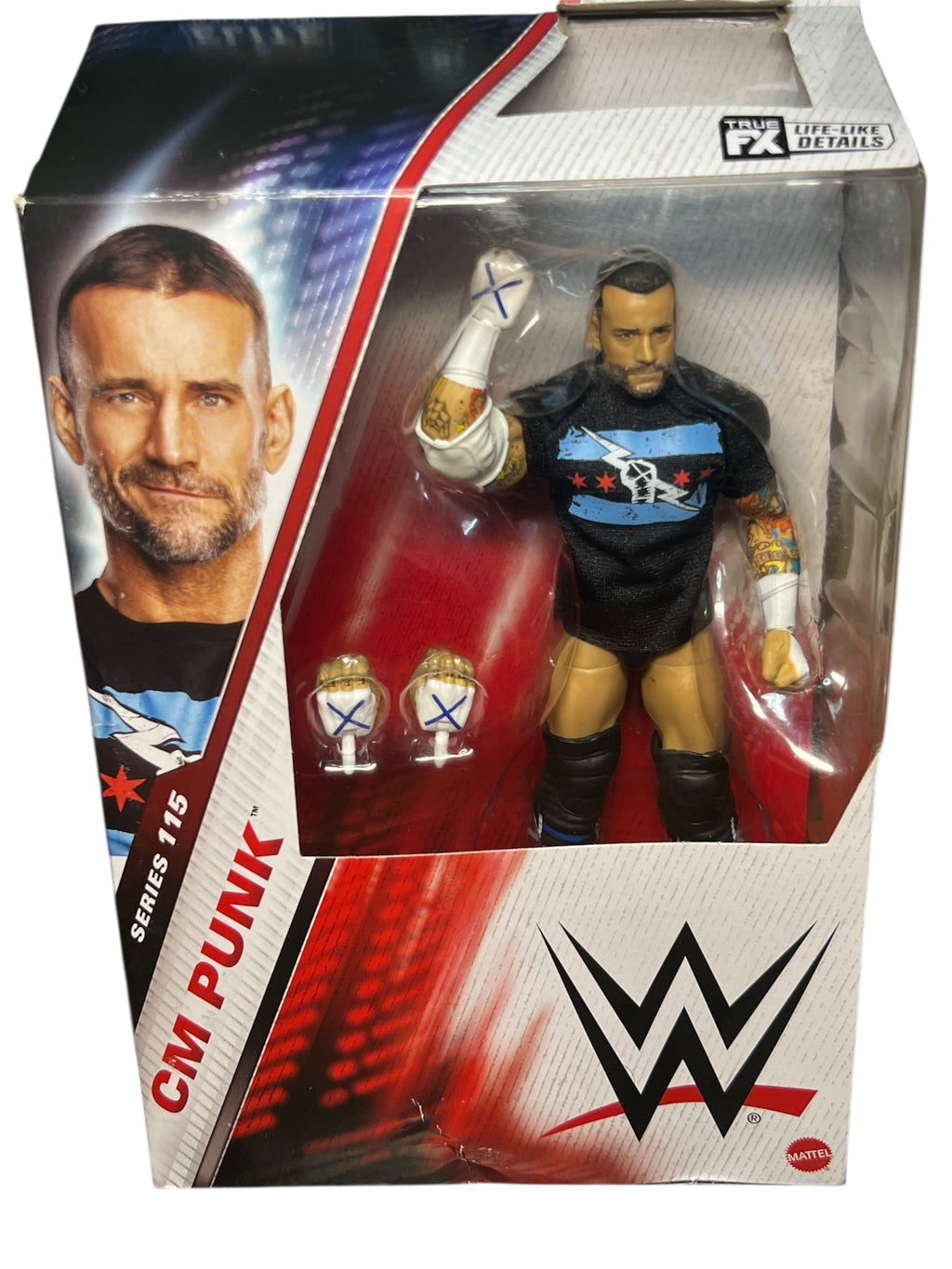 WWE Elite CM Punk Action Figure, Series #115 6-inch Collectible with Articulation & Accessories DAMAGED BOX