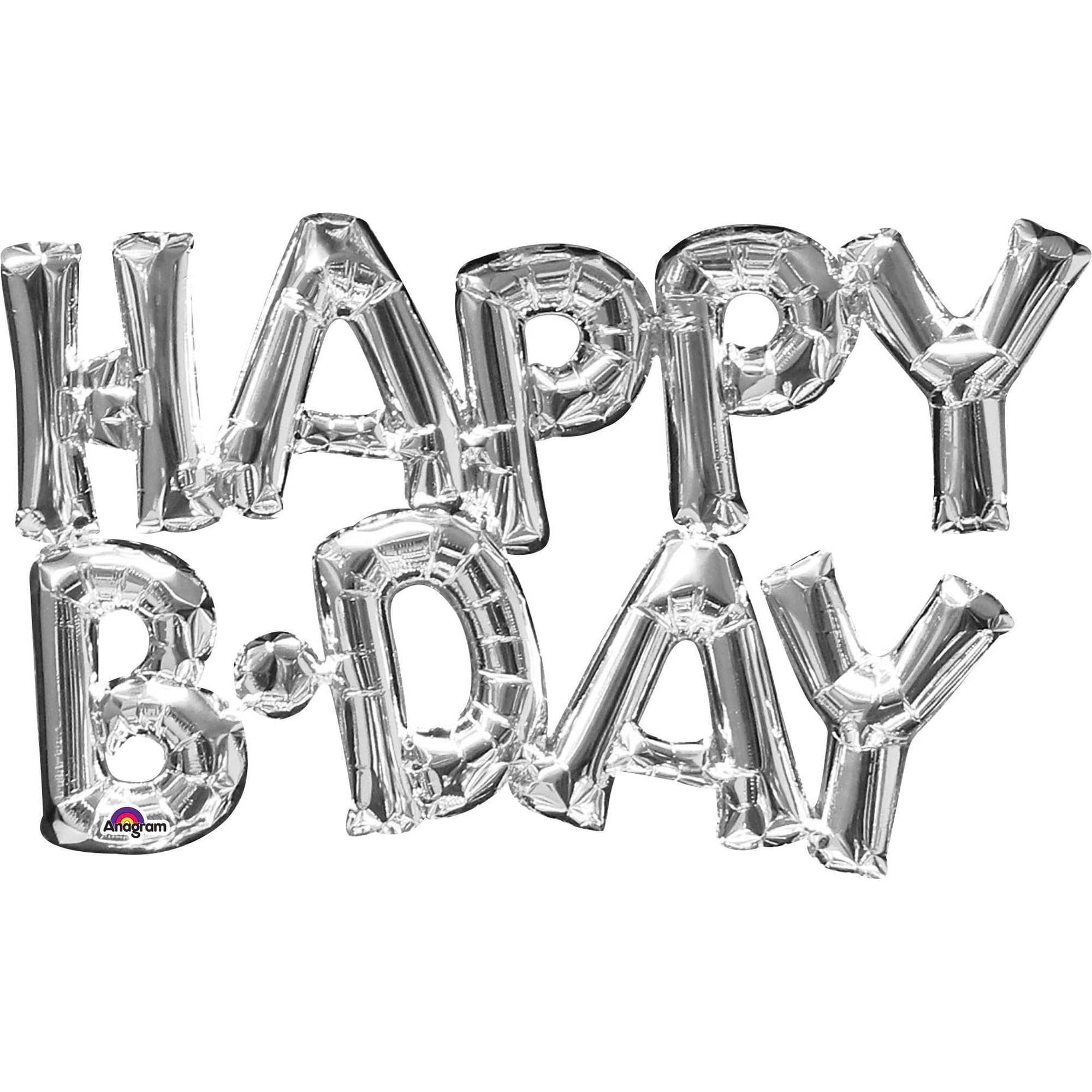 Anagram 78452 30 in. Phrase Happy Birthday Foil Balloon - Silver
