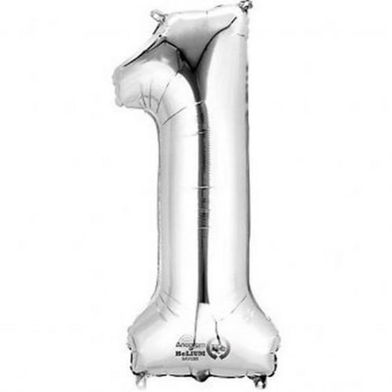 Anagram 16 in. Number 1 Silver Shape Air Fill Foil Balloon
