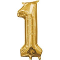 Anagram 16 in. Number 1 Gold Shape Air Fill Foil Balloon