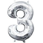 Anagram 16 in. Number 3 Silver Shape Air Fill Foil Balloon