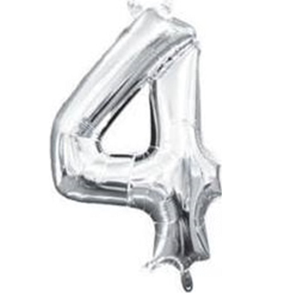 Anagram 16 in. Number 4 Silver Shape Air Fill Foil Balloon