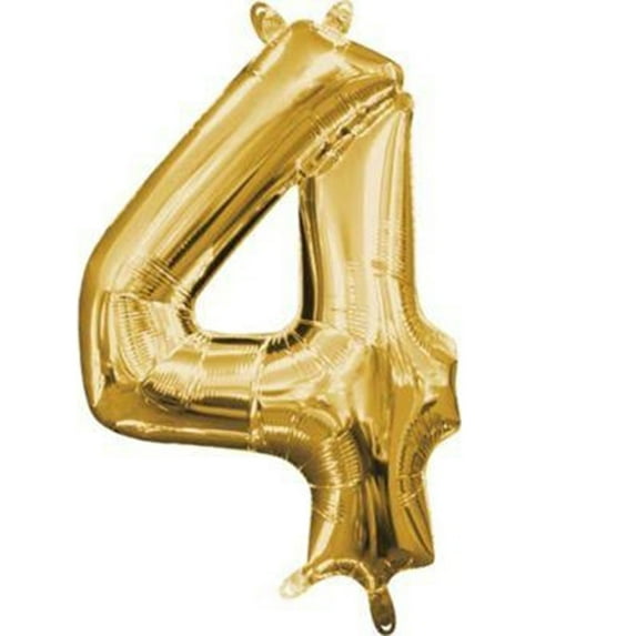 Anagram  16 in. Number 4 Gold Shape Air Fill Foil Balloon