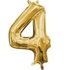 Anagram  16 in. Number 4 Gold Shape Air Fill Foil Balloon
