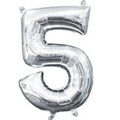 Anagram 16" in. Number 5 Silver Shape Air Fill Foil Balloon