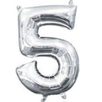 Anagram 16" in. Number 5 Silver Shape Air Fill Foil Balloon