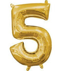 Anagram 16 in. Number 5 Gold Shape Air Fill Foil Balloon