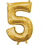 Anagram 16 in. Number 5 Gold Shape Air Fill Foil Balloon