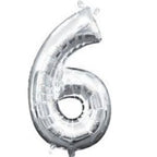 Anagram 16 in. Number 6 Silver Shape Air Fill Foil Balloon