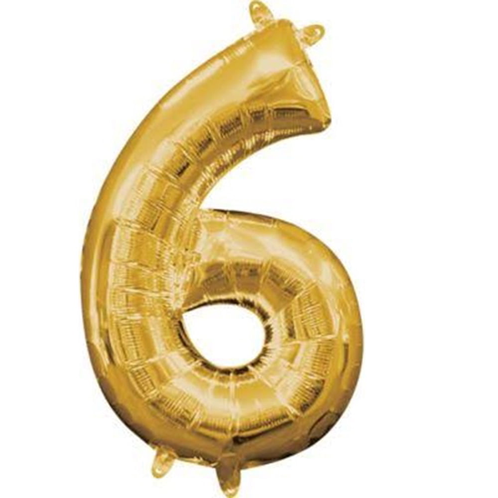 Anagram  16 in. Number 6 Gold Shape Air Fill Foil Balloon