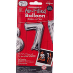 Anagram 16" in. Number 7 Silver Shape Air Fill Foil Balloon