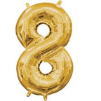 Anagram 16 in. Number 8 Gold Shape Air Fill Foil Balloon