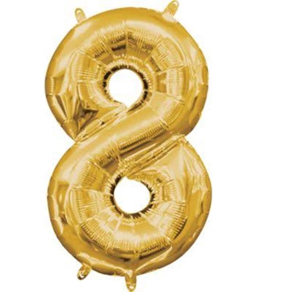 Anagram 16 in. Number 8 Gold Shape Air Fill Foil Balloon