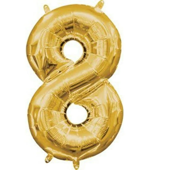 Anagram 16 in. Number 8 Gold Shape Air Fill Foil Balloon