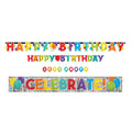 Birthday Celebration Multicolor Paper & Foil Banners (Sizes: 1.6', 4.5', 5' & 7.5') - Pack Of 4 - Perfect For Fun-Filled Celebrations