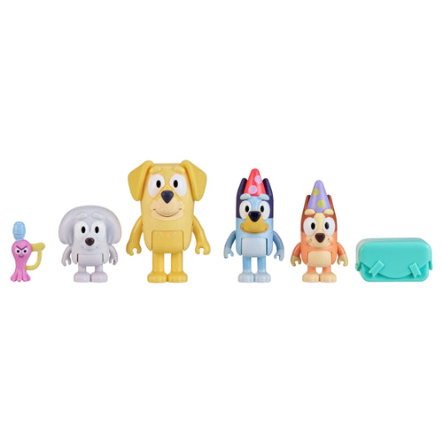 Bluey Pass the Parcel Includes Bluey, Bingo, Lucky's Dad and Lila 2.5-3 inch 4 Pack Figure, Ages 3+
