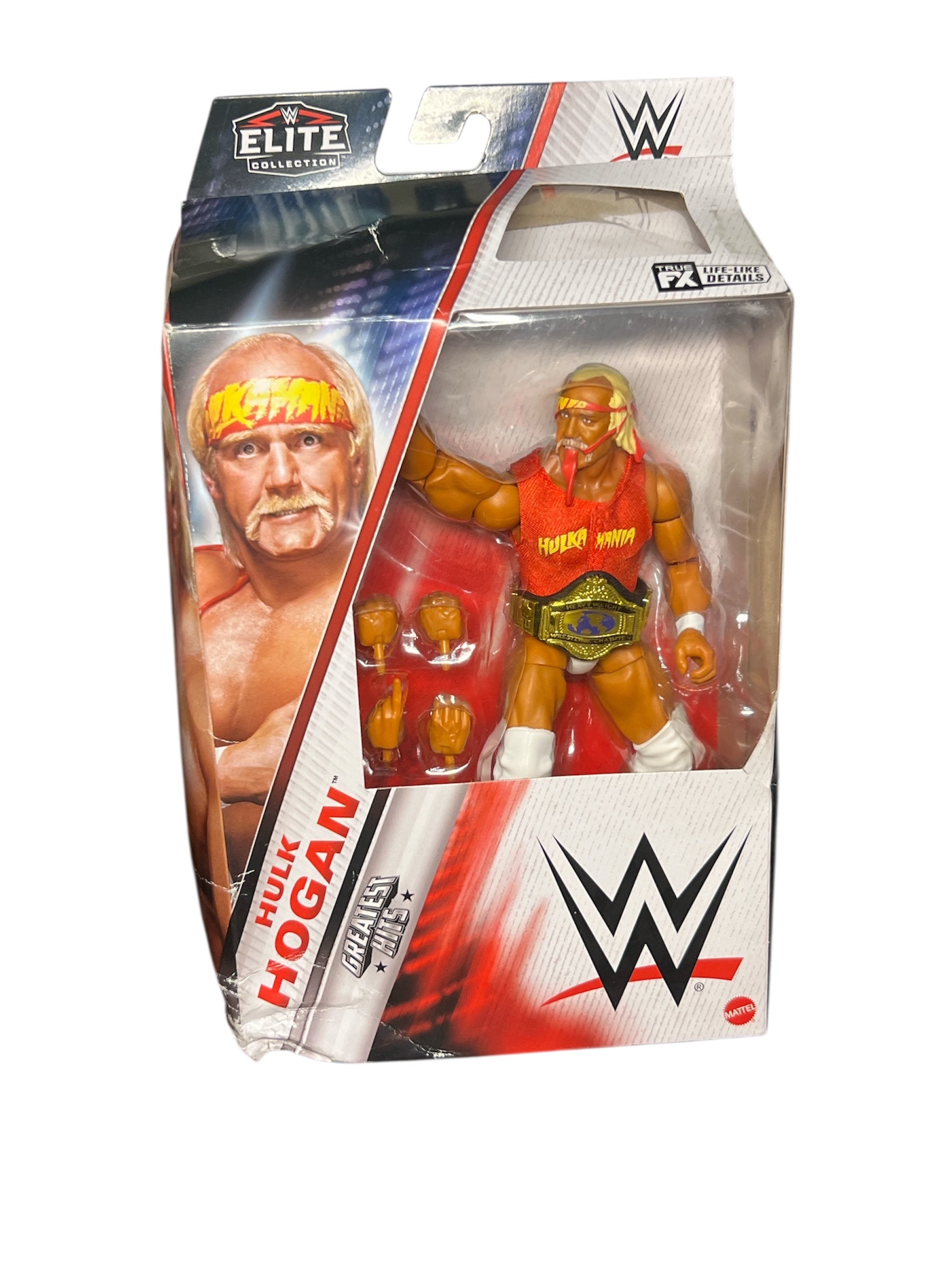 WWE Elite Hulk Hogan Action Figure, Greatest Hits 6-inch Collectible with Articulation & Accessories DAMAGED BOX
