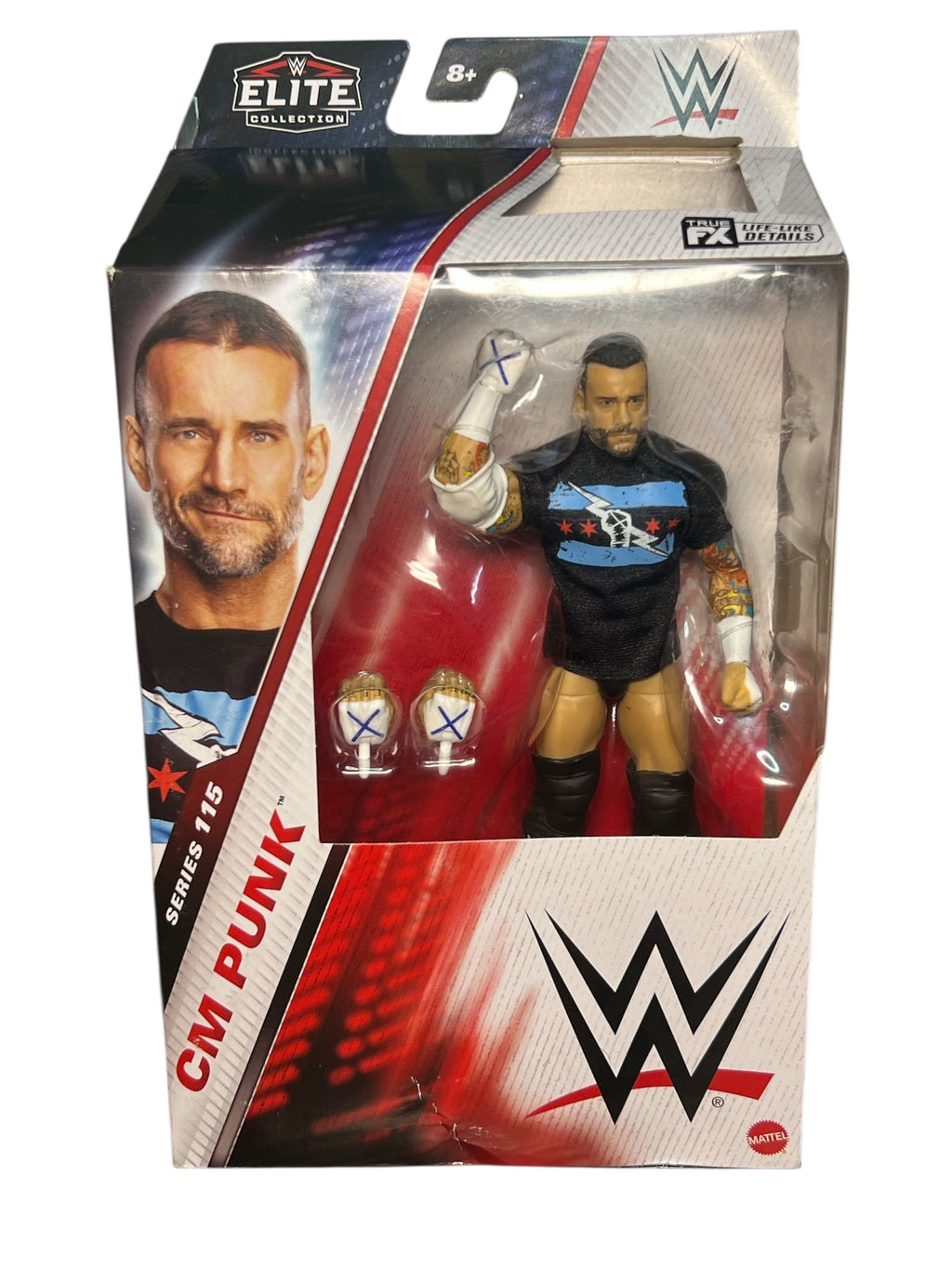 WWE Elite CM Punk Action Figure, Series #115 6-inch Collectible with Articulation & Accessories DAMAGED BOX