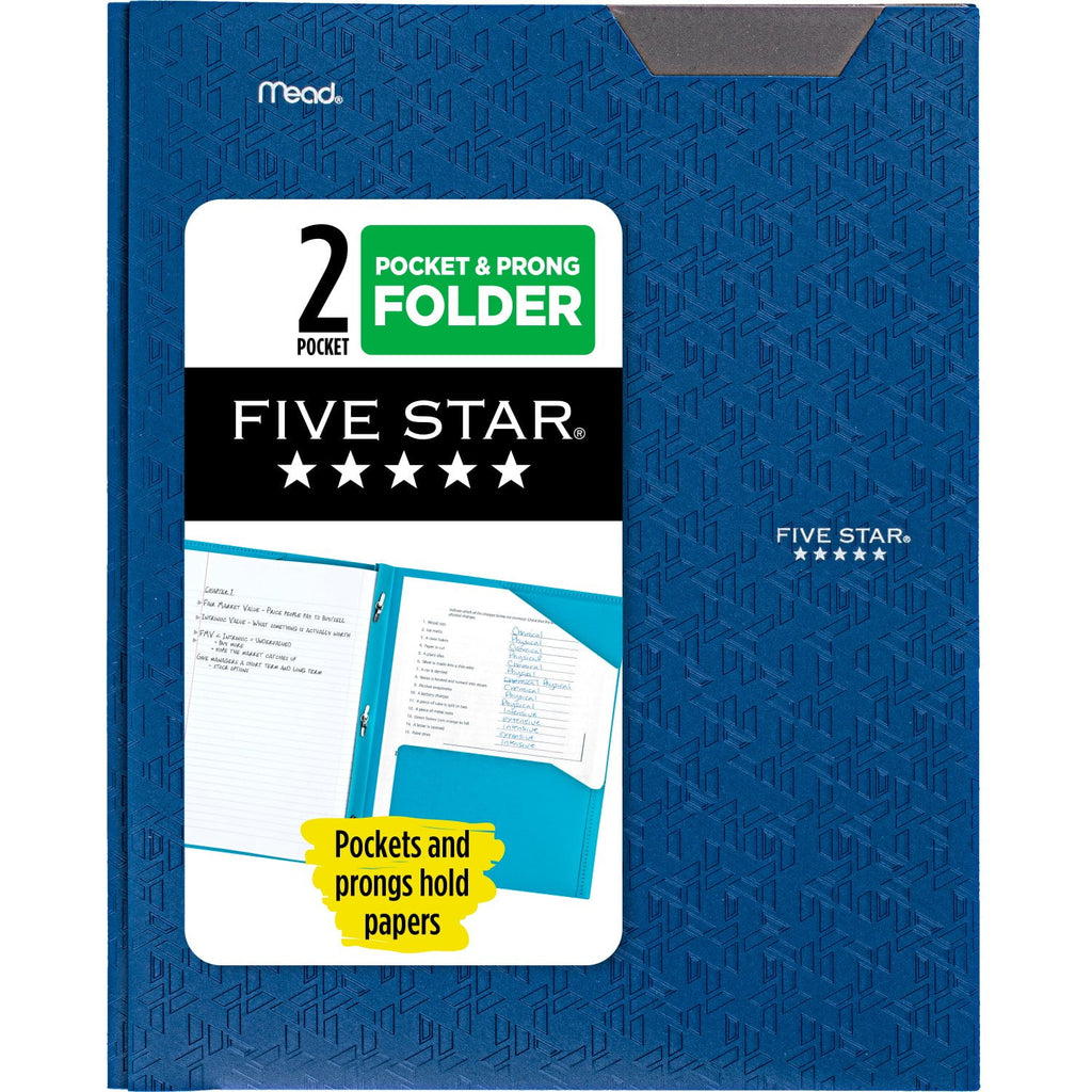 Five Star Stay-Put Plastic and Prong Folder, Pacific Blue