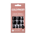GoldFinger Press On Toenails Kit Wider Fit, Bold Glossy Black Color Toenail, Ready to Wear Gel & Manicure Stick, 2g Glue included, Long-Lasting Convenient & Easy to Apply