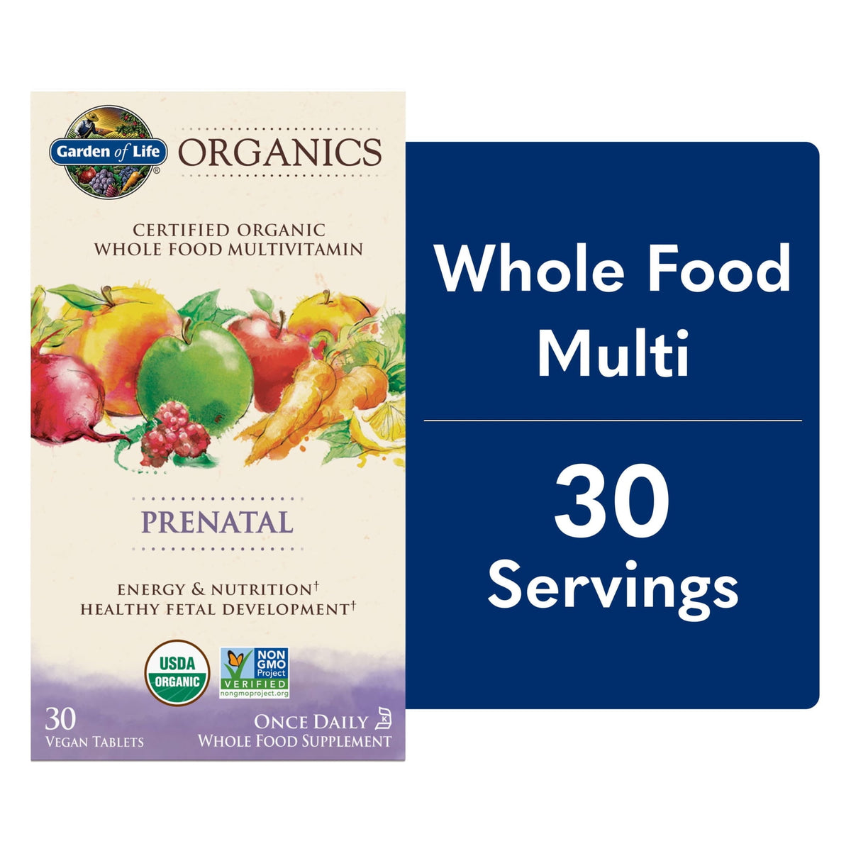 Garden of Life Organics Prenatal Multivitamin, with Folate and Vegan D3 EXP 8/26