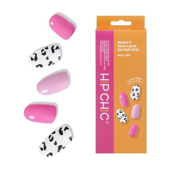 Hip Chic Nailed It Semi Cured Gel Nail Strips, Berry Milk