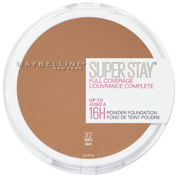 Maybelline Super Stay Powder Foundation Makeup, Full Coverage, 362 Truffle, 0.21 oz