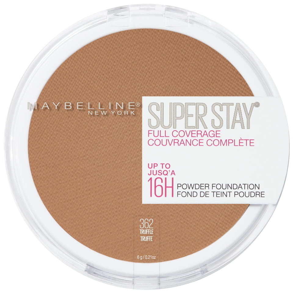 Maybelline Super Stay Powder Foundation Makeup, Full Coverage, 362 Truffle, 0.21 oz