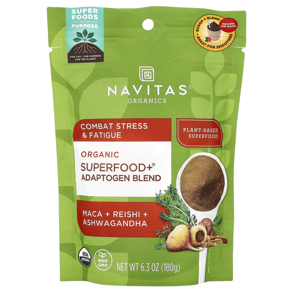 Navitas Organics Organic Superfood+ Adaptogen Blend, Maca + Reishi + Ashwagandha, 6.3 oz EXP JUN26