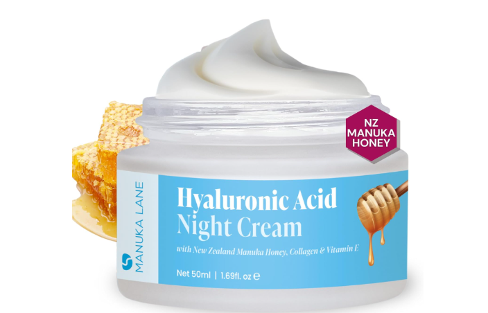 Hyaluronic Acid Night Cream for Face and Neck with Collagen, Manuka Honey, Plant Extracts & Vitamin E | Plant Based Formula | Carefully formulated to keep your skin healthy!