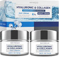 Hyaluronic Acid & Collagen Face Moisturizer – Deep Hydration & Firming Cream for Smooth, Youthful Look – Dermatologist Tested, Korean Skin Care Set, Vegan, Clean Beauty – Day & Night Duo