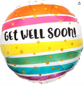 Anagram 45cm Get Well Soon! Foil Balloon - Red, Blue, Yellow Striped
