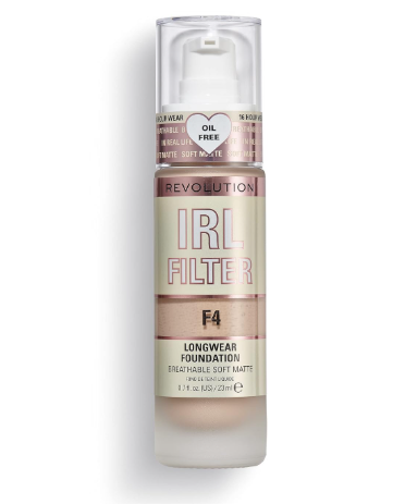 Revolution, IRL Filter Longwear Foundation, Soft & Breathable Formula, Medium to Full Coverage, Matte Finish, F4, 0.7 fl oz