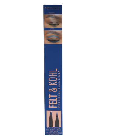 Revolution, Dual Ended Felt & Kohl Eyeliner, Easy & Precise Application, Highly Pigmented, Cruelty Free & Vegan, Blue, 1 Count