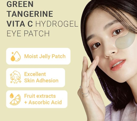 tenzero Green Tangerine Vita C Hydrogel Eye Patch 60 Patches (90g), Vitamin C Treatments for Dark Circles, Puffy Eye, Fine Lines, Brightening, Hydrating Eye Pads, Korean Under Eye Masks Skincare